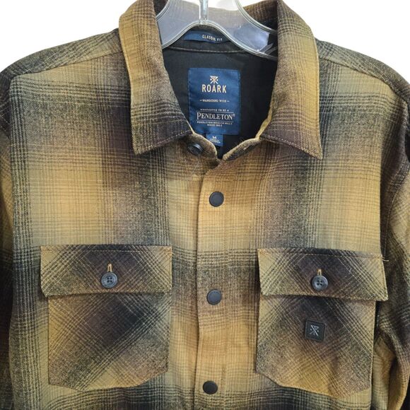 Roark x Pendleton Shirt Mens M Shadow Plaid Wool Snap Classic Fit Norseman EUC - Picture 2 of 15